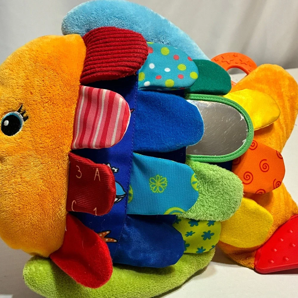 Melissa & Doug K's Kids Flip Fish Plush Sensory Baby Toy Orange Multi Color Exc